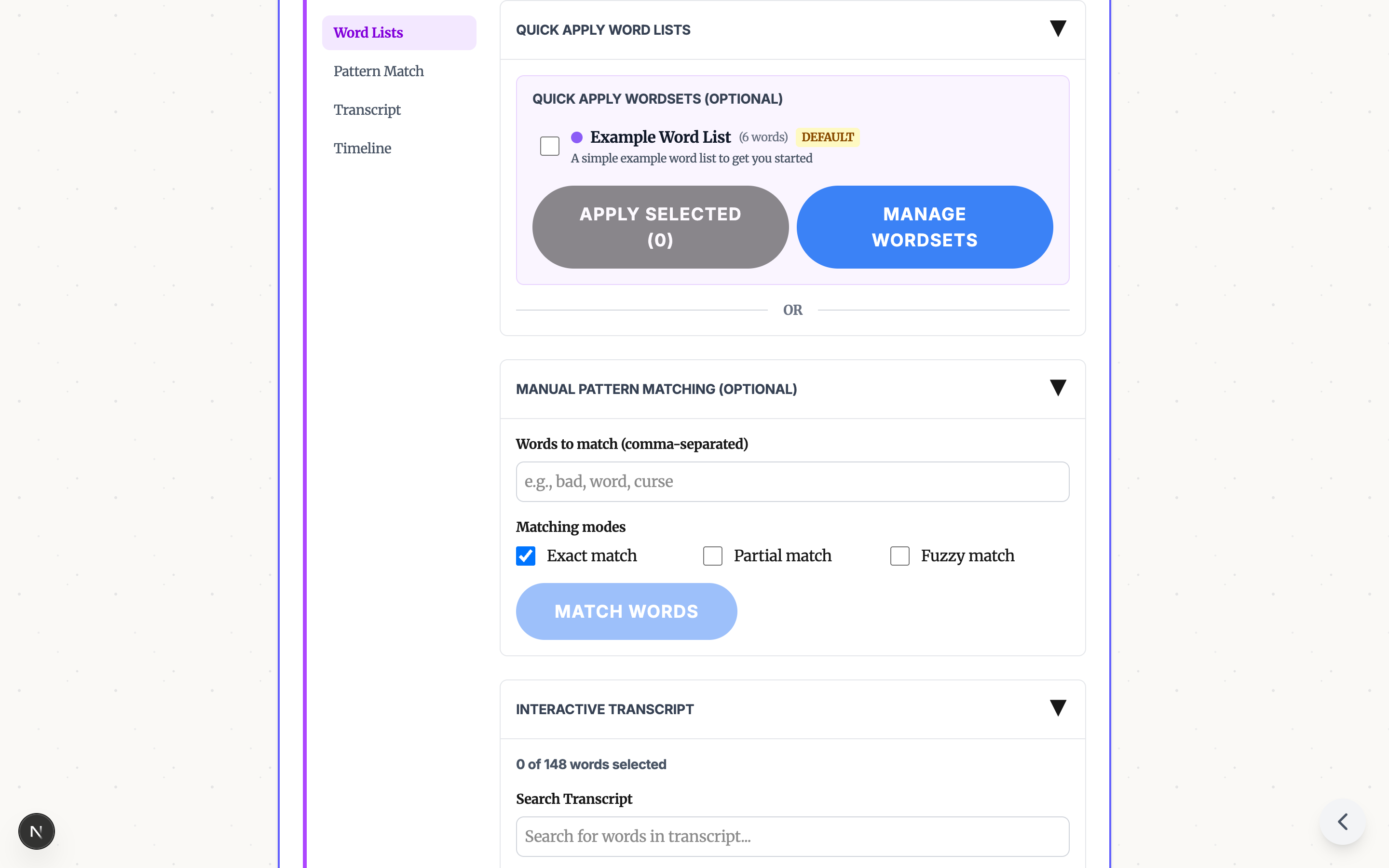 Apply word lists for quick censoring